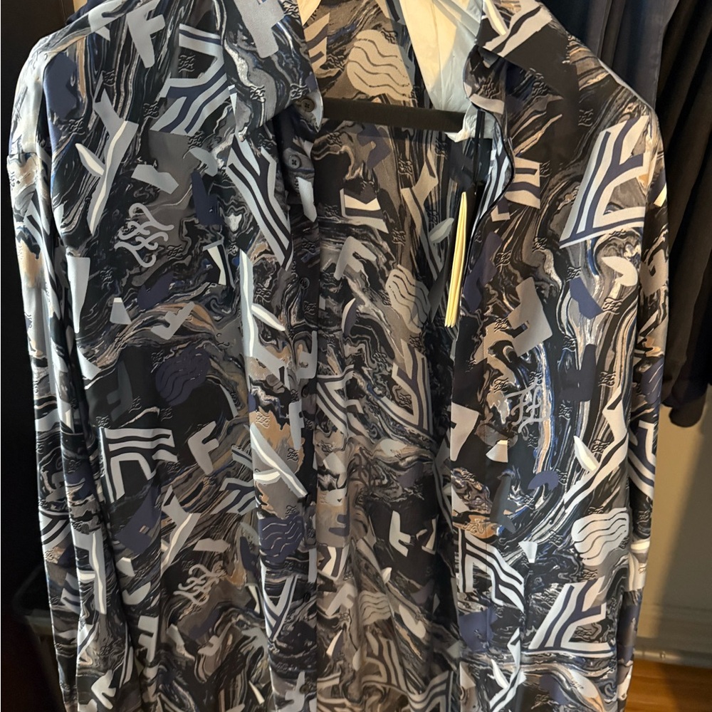 Fendi Men's Monochrome Abstract Shirt